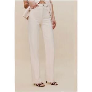 Reformation Wilder High Rise Wide Leg Cropped Jeans Fior Di Latte Cream Size 33